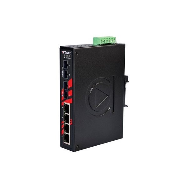 Antaira 6-Port Industrial Unmanaged Ethernet Switch, w/2-100Fx Mulit-mode 2Km, EOT LNX-0602-M-T